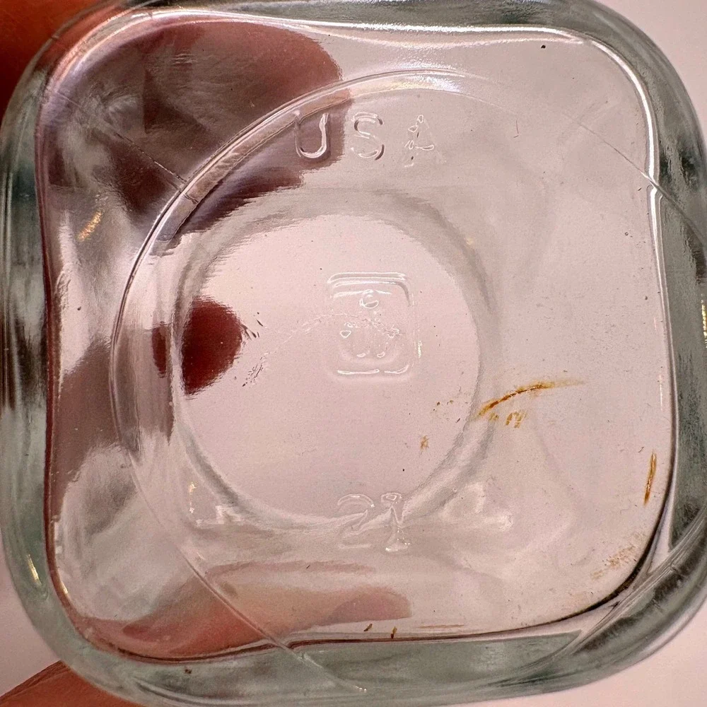 2 Vtg Anchor Hocking Mini Square Glass Canisters Starburst Glass-On-Glass Lids
